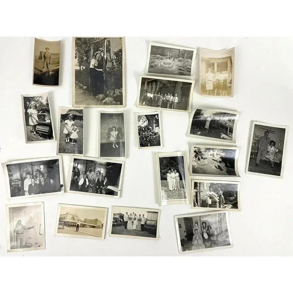 Antique Lot of 20 B&W Photographs 1950s Travel Wedding Snapshot Estate Find OOAK